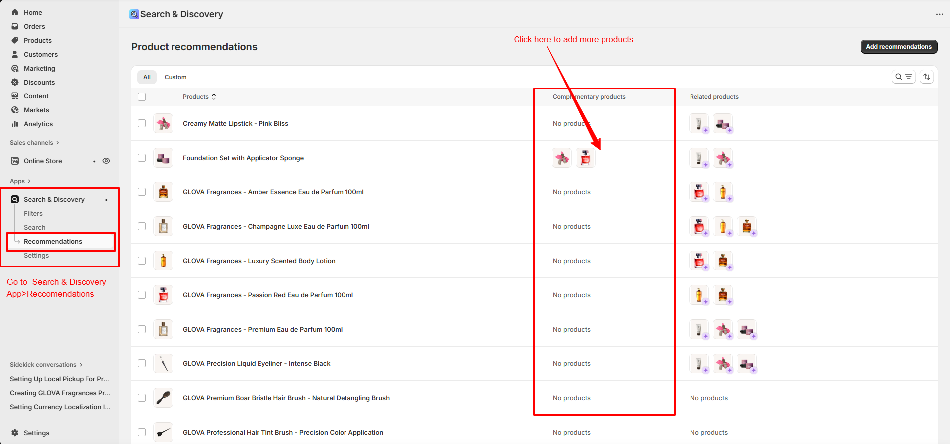 Search and Discovery Setup